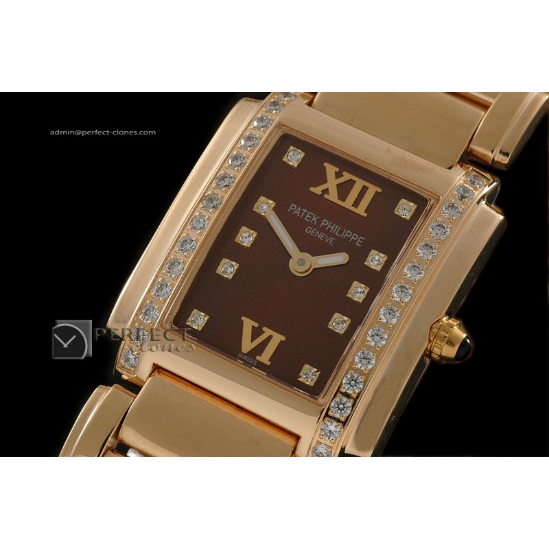 PP01013 Ladies 24 Hours Single Diamonds YG Chocolate Swiss Quart