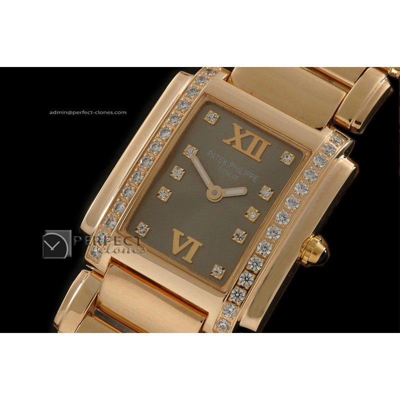 PP01016 Ladies 24 Hours Single Diamonds YG Grey Swiss Quartz