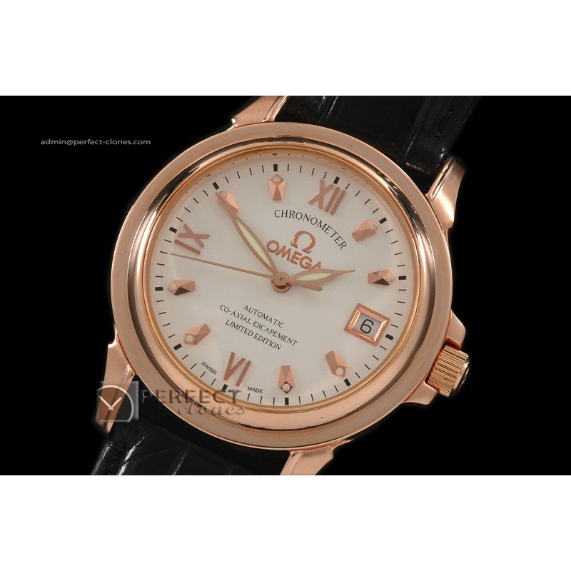 OMDE10013 RG White Dial Leather Strap Swiss Eta 2824-2