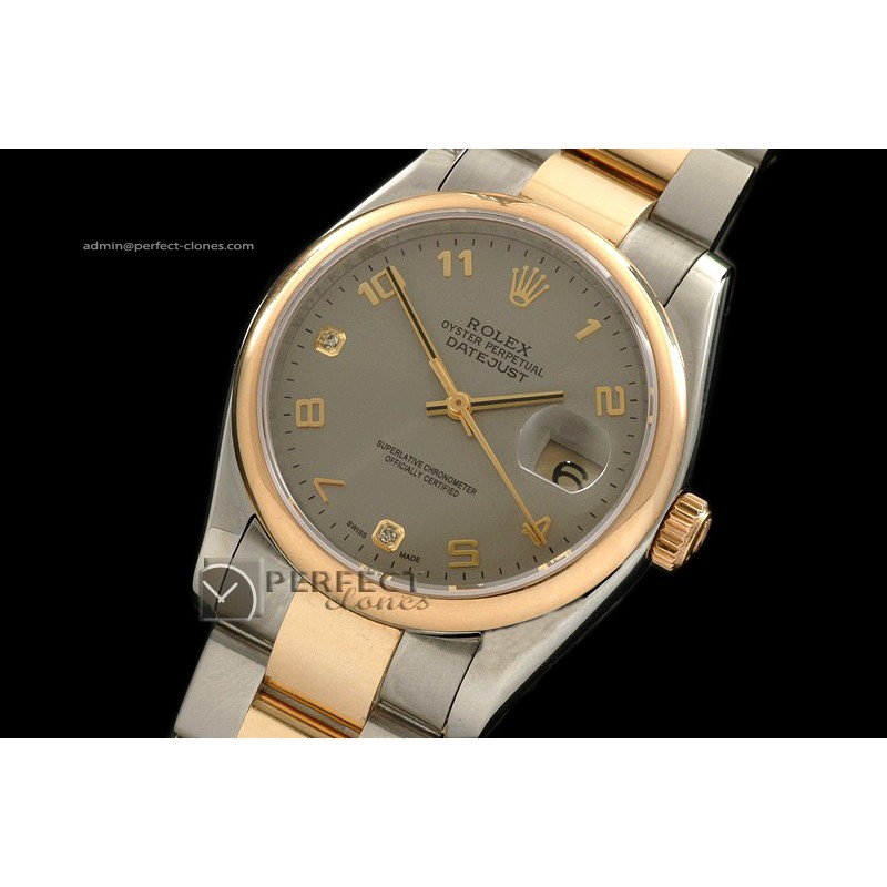 RDJMT10086 14K Wrapped TT Grey Dial Diam/Num Markers Osyter Eta