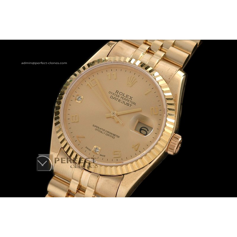 RDJMF10026 FG Gold Dial Jubilee Diam/Num Markers Eta 2836