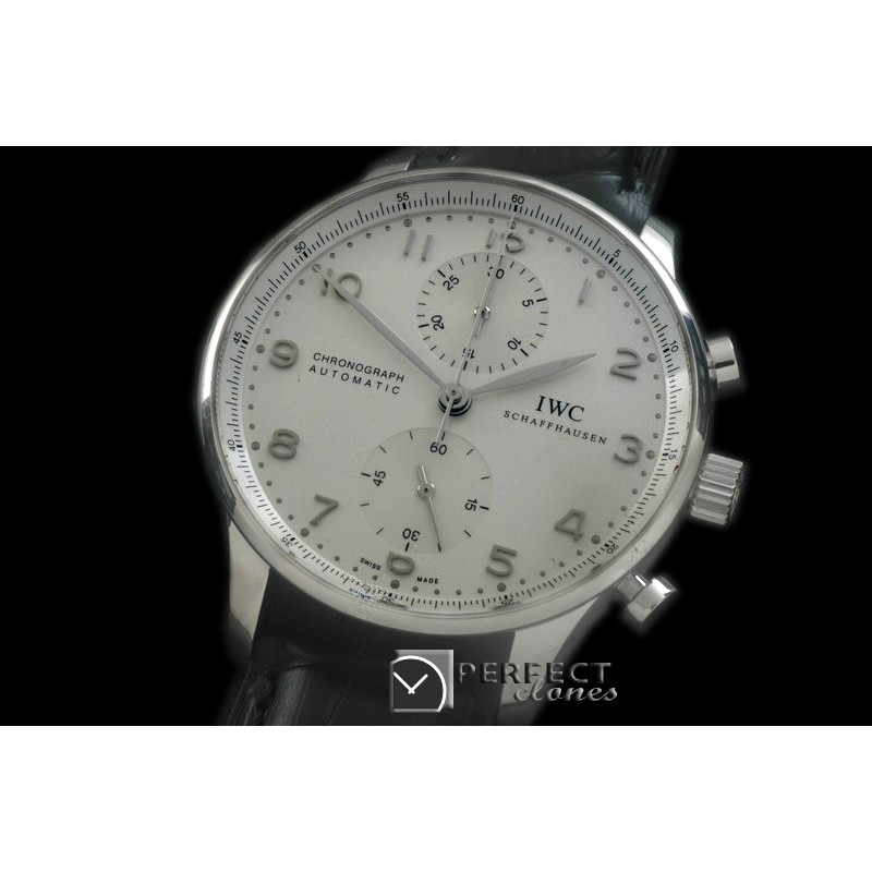 IWPG10000 Portuguese Chrono SS/LE Wht/Steel A-775New Improve