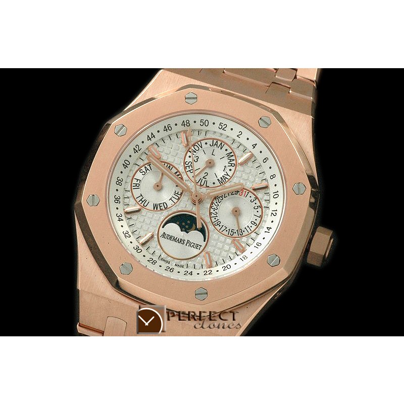 AP26574-111 Royal Oak 26574 Perpetual Calender RG/RG Wht A-2813