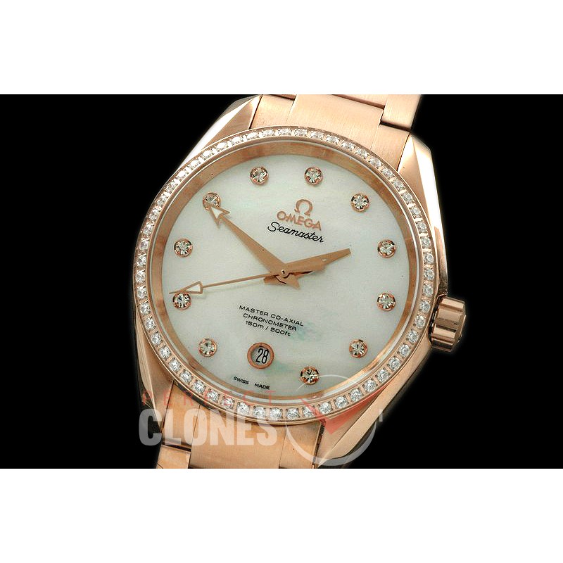 OMAT385-111SD Aqua Terra Ladies RG/RG MOP White A-2824