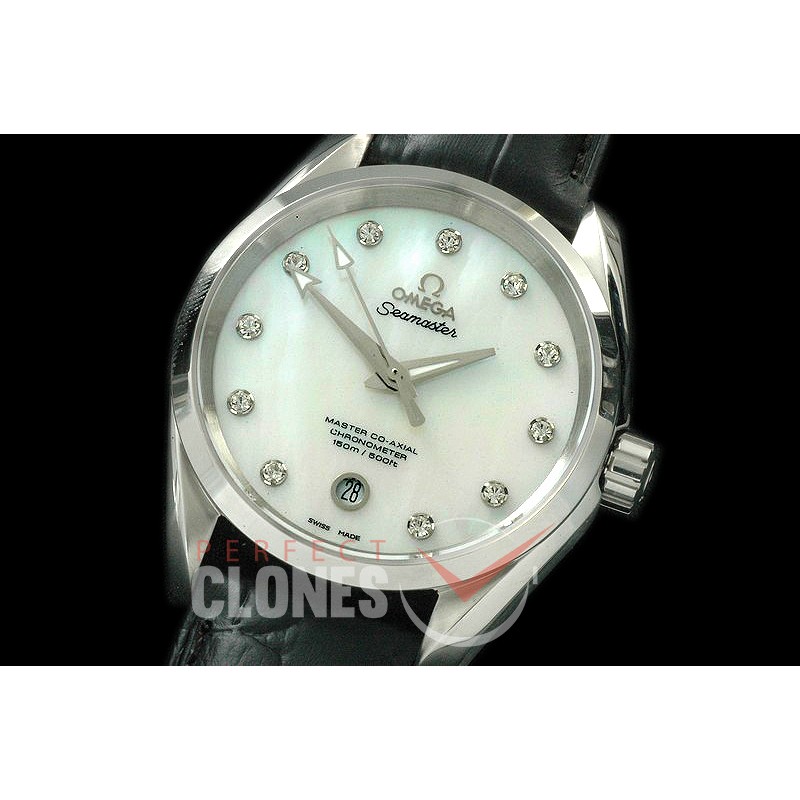 OMAT385-101 Aqua Terra Ladies SS/LE MOP White A-2824