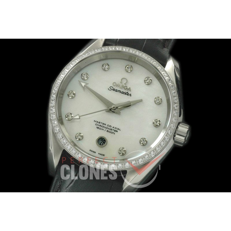 OMAT385-101D Aqua Terra Ladies SS/LE MOP White A-2824