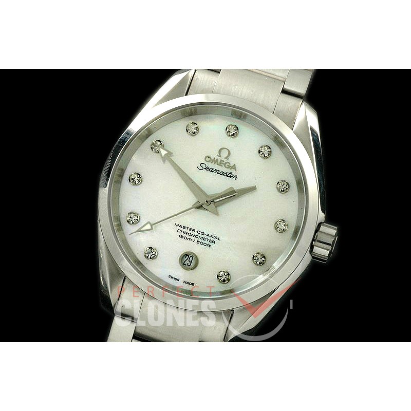 OMAT385-101S Aqua Terra Ladies SS/SS MOP White A-2824