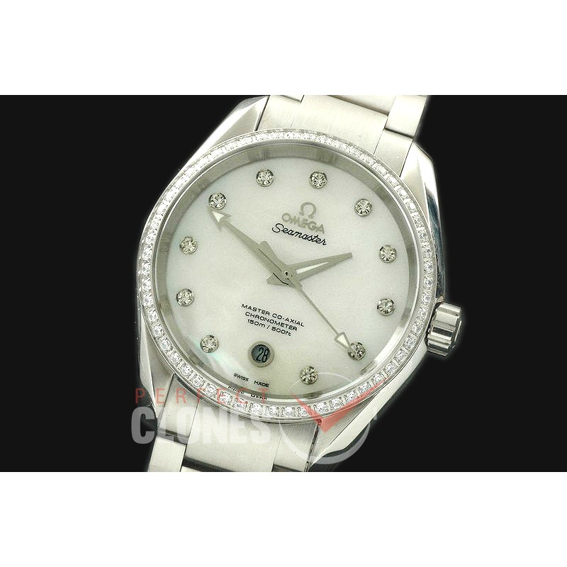 OMAT385-101SD Aqua Terra Ladies SS/SS MOP White A-2824