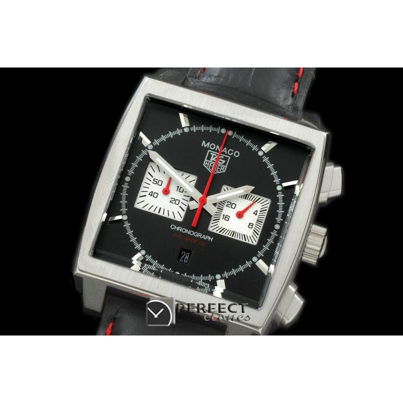 TGM00903 Monaco Classic SS/LE Black Jap OS2Quartz Chrono