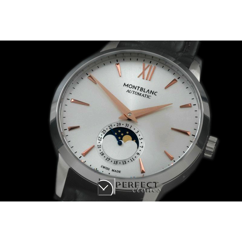 MBST10013 Star Calender Moonphase SS/LE White M-9105