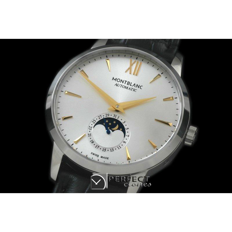 MBST10012 Star Calender Moonphase SS/LE White M-9105