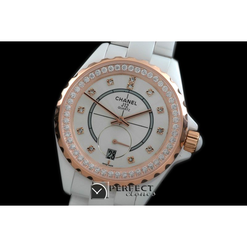 CHA365-113D J12 365 TT CER/CER White Diam Swiss Qtz