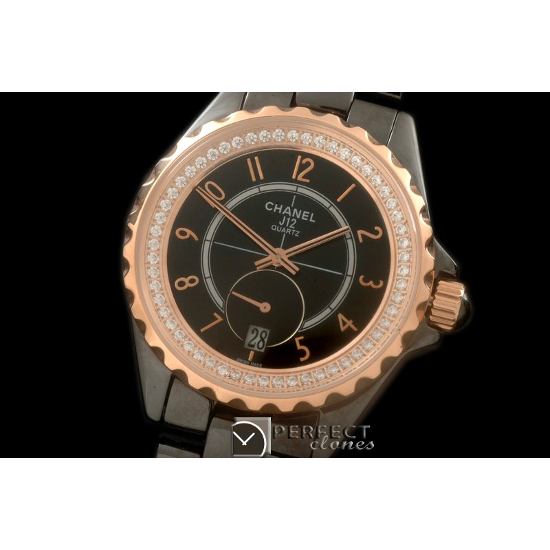 CHA365-112D J12 365 TT CER/CER Black Num Swiss Qtz