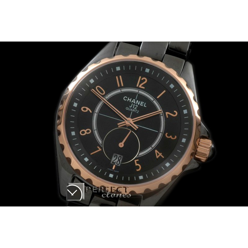 CHA365-112 J12 365 TT CER/CER Black Num Swiss Qtz