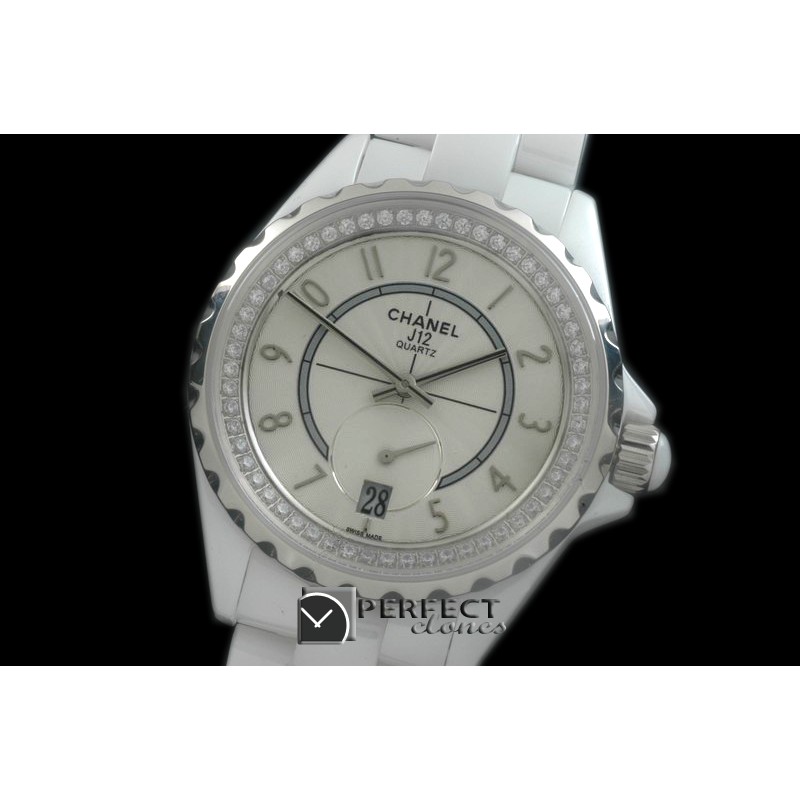 CHA365-101D J12 365 CER/CER White Num Swiss Qtz