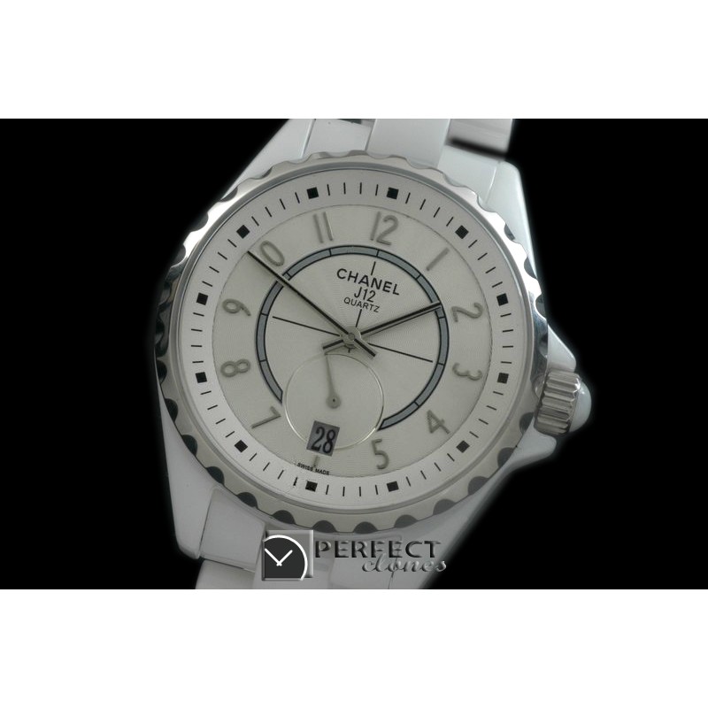 CHA365-101 J12 365 CER/CER White Num Swiss Qtz