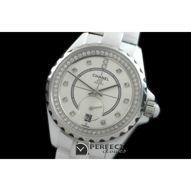 CHA365-103D J12 365 CER/CER White Diam Swiss Qtz