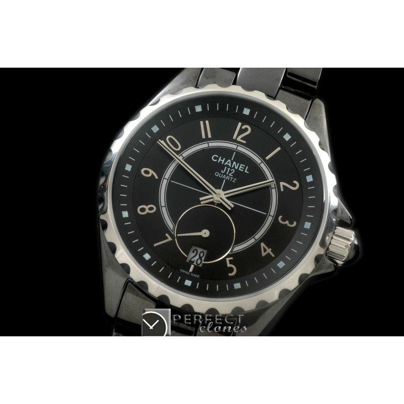 CHA365-102 J12 365 CER/CER Black Num Swiss Qtz