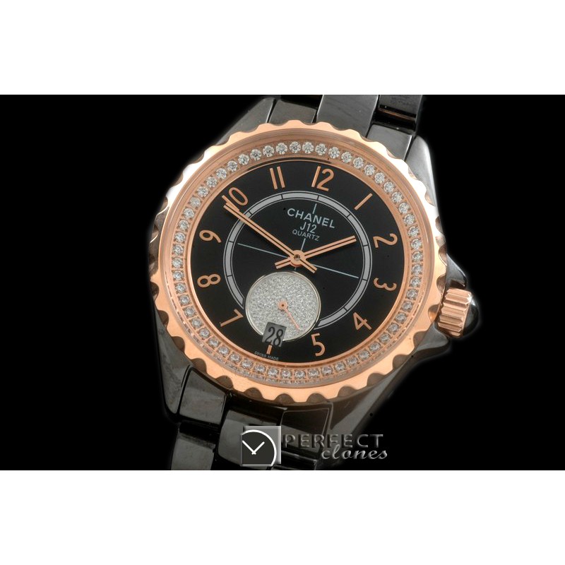 CHA365-116D J12 365 TT CER/CER Black Num Swiss Qtz