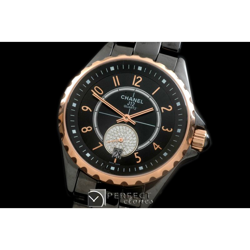 CHA365-116 J12 365 TT CER/CER Black Num Swiss Qtz
