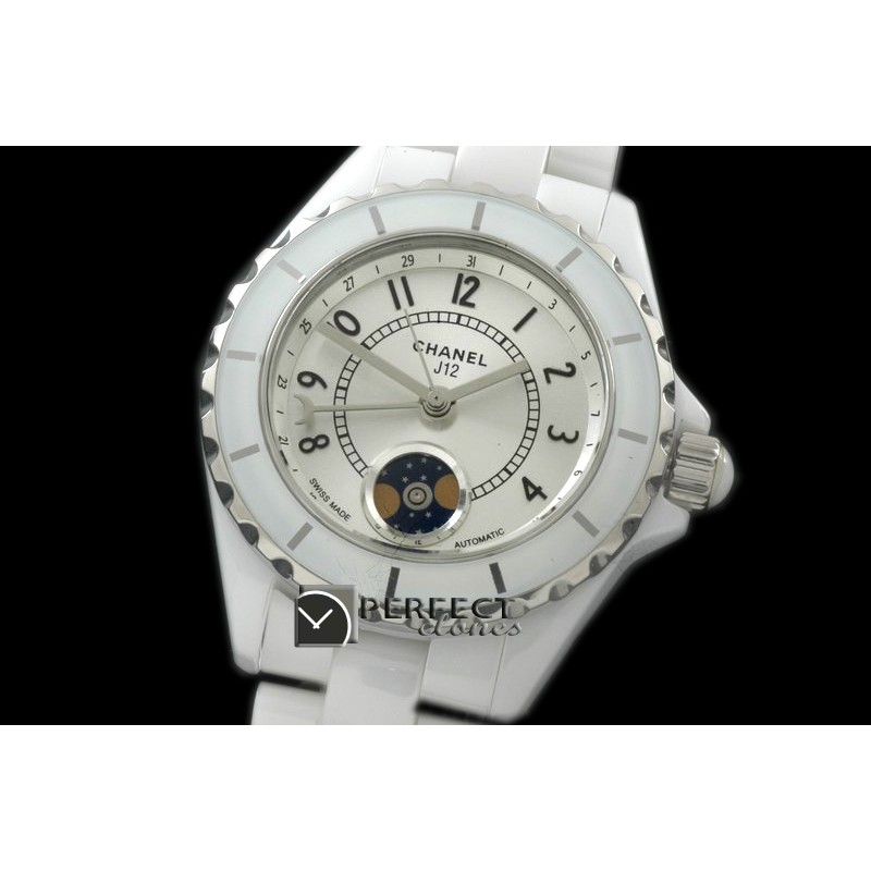 CHA00801 J12 Moonphase Cerarmic SS White Jap Quartz