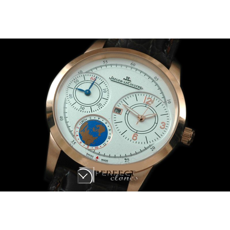 JLDW-106 Duometre World RG/LE White Jap Qtz 2-Time Zone