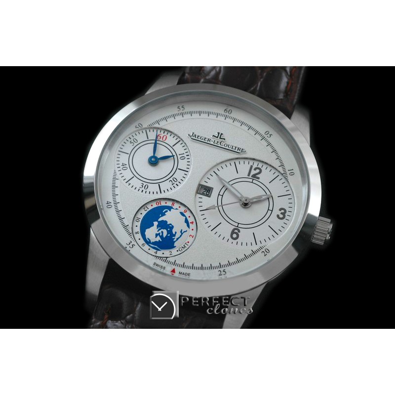 JLDW-101 Duometre World SS/LE White Jap Qtz 2-Time Zone