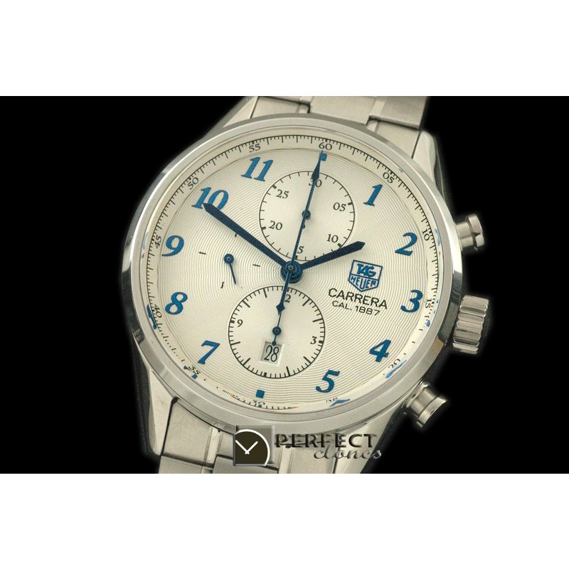 TG1887-234 Carrera 1887 Vintage Chrono SS/SS White A-7750