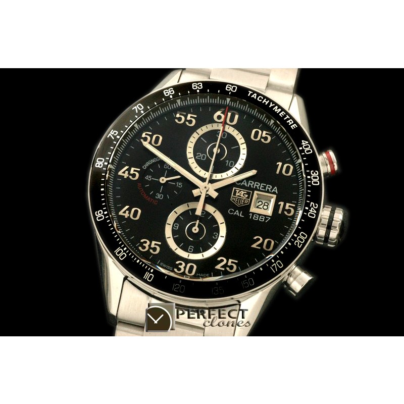 TG1887-216 Carrera 1887 Date Chrono SS/SS Black A-7750