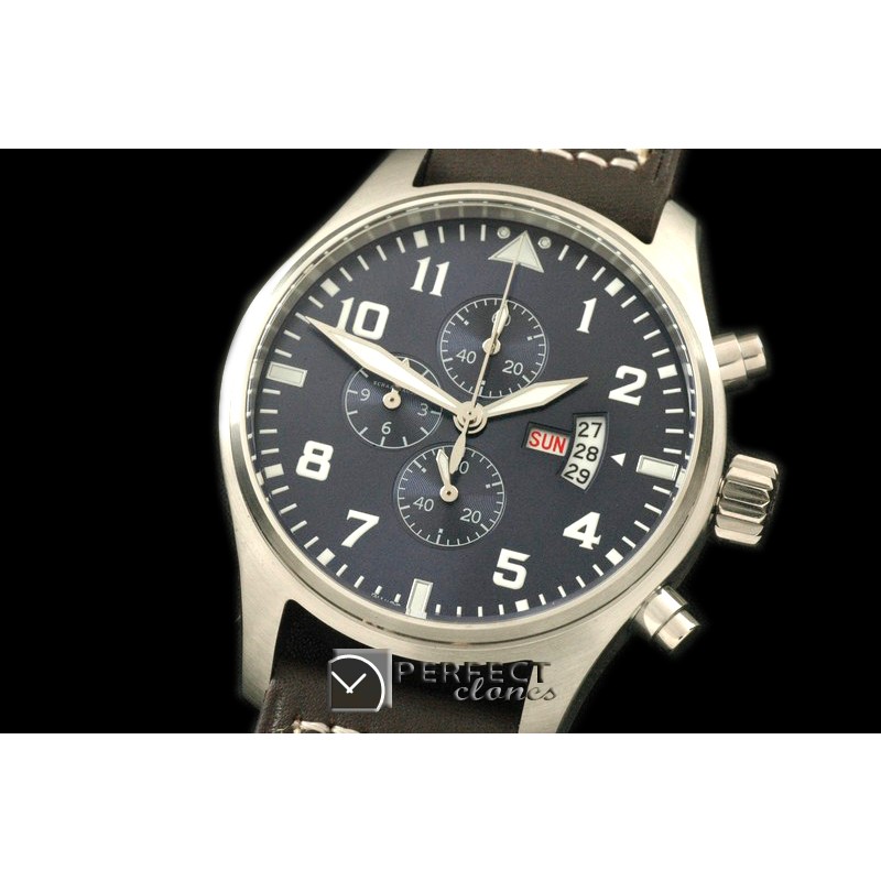 IWP10119 Pilot Chrono 3878 SS/LE Grey Jap OS2Qtz