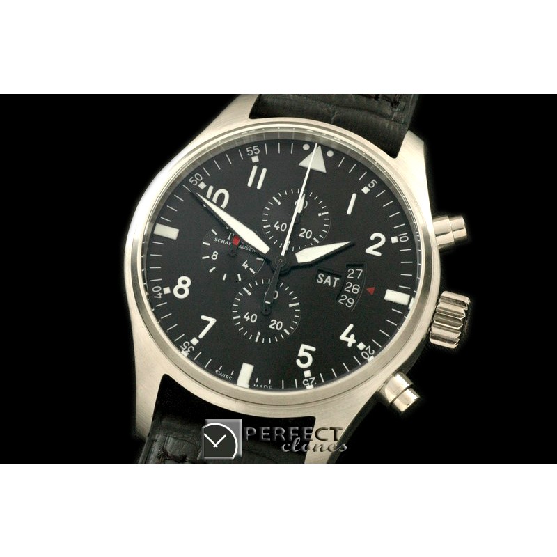 IWP10118 Pilot Chrono 3878 SS/LE Black Jap OS2Qtz