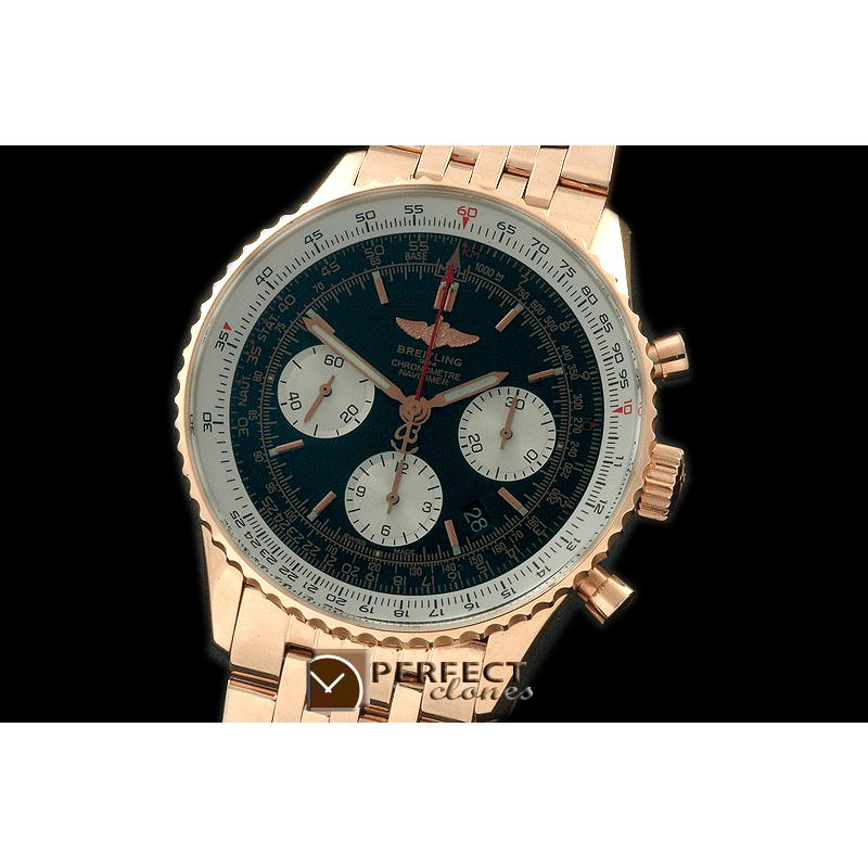 BLN01-143 Navitimer 01 RG/RG Blue Stk Asian 7750 28800
