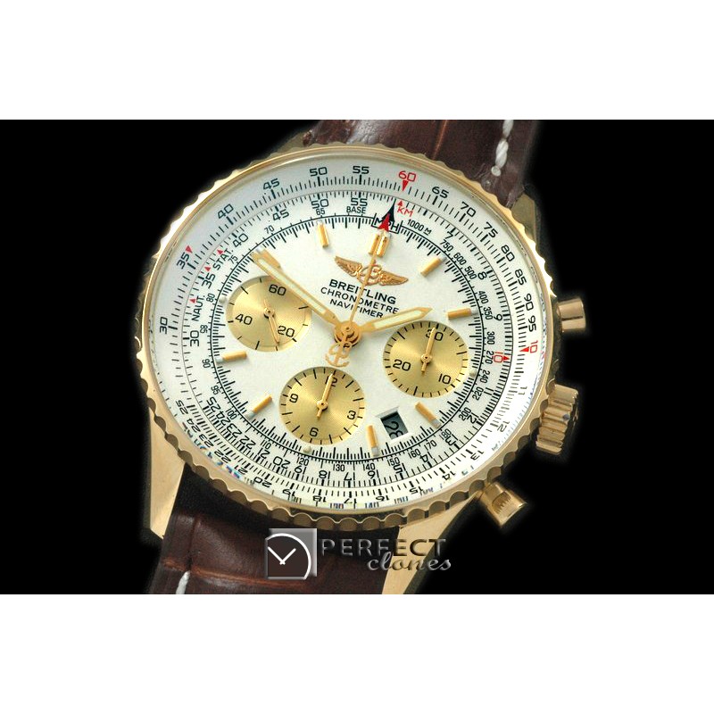 BLN01-131L Navitimer 01 YG/LE White Stk Asian 7750 28800