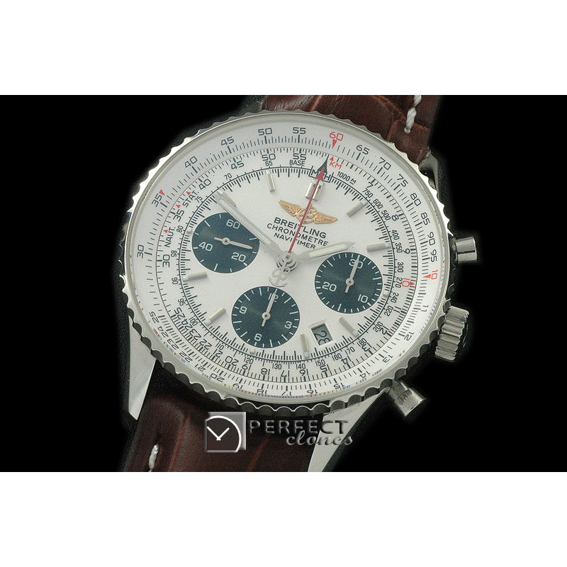 BLN01-102L Navitimer 01 SS/LE White Stk Asian 7750 28800