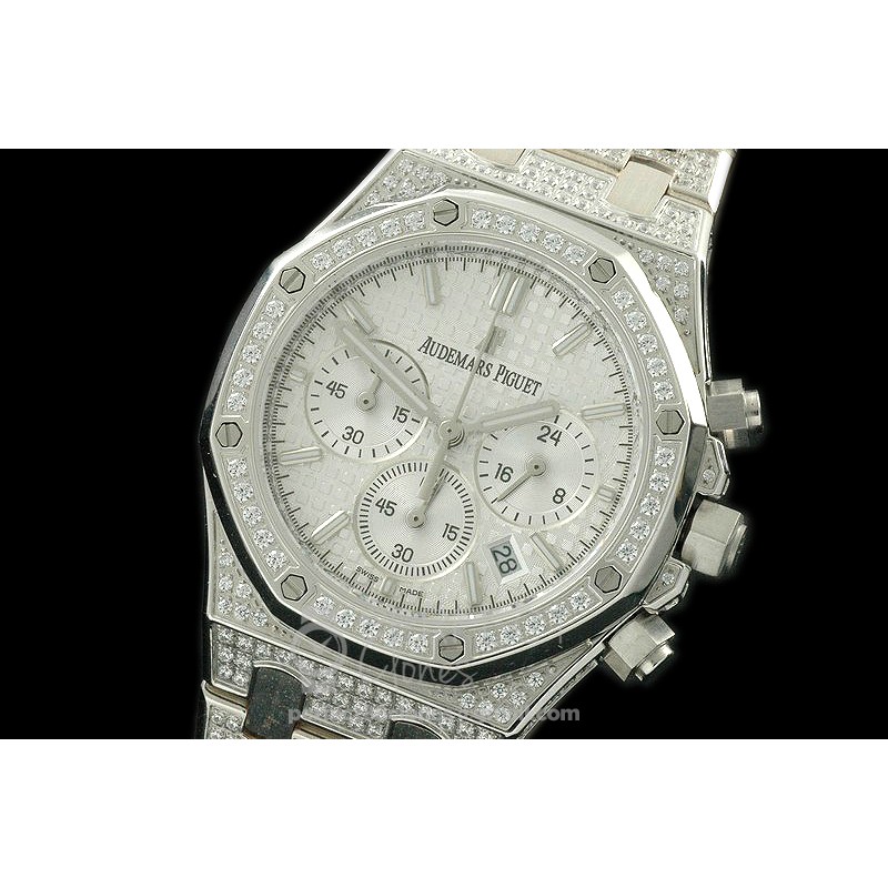 APROL08001 Royal Oak Ladies Chrono SS/Diam/SS White Jap OS20