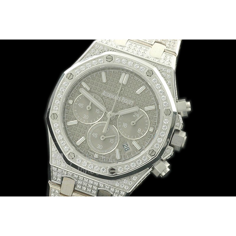 APROL08004 Royal Oak Ladies Chrono SS/Diam/SS Grey Jap OS20