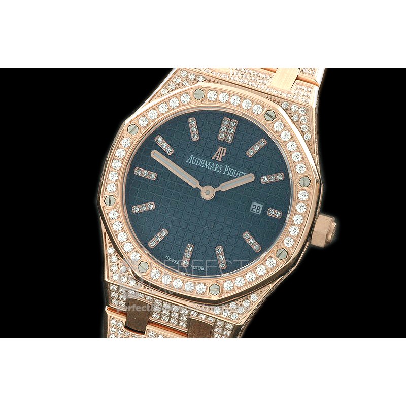 APLD01028D Royal Oak Ladies Diam/RG/RG Blue S-Qtz