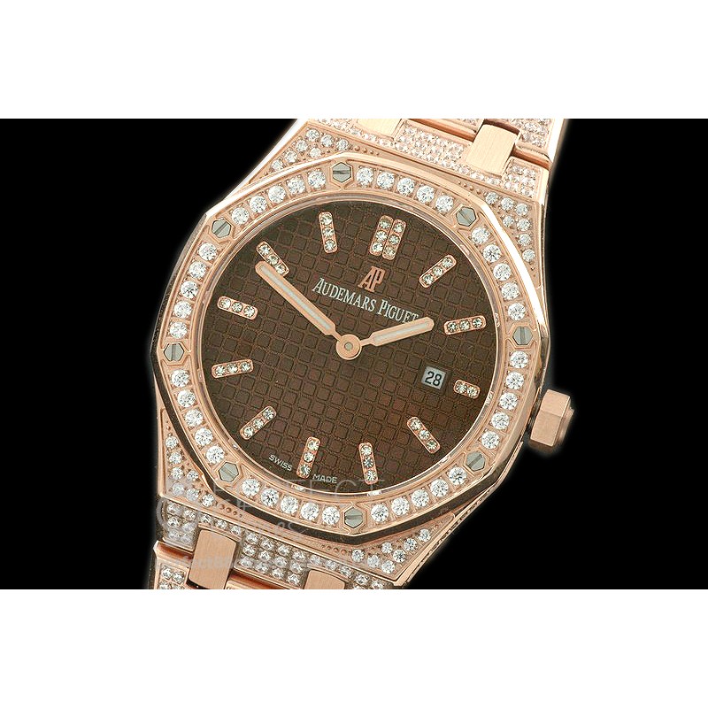 APLD01030D Royal Oak Ladies Diam/RG/RG Brown S-Qtz