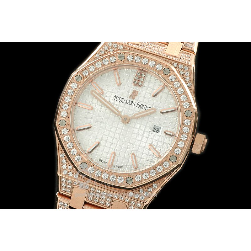 APLD01026D1 Royal Oak Ladies Diam/RG/RG White S-Qtz