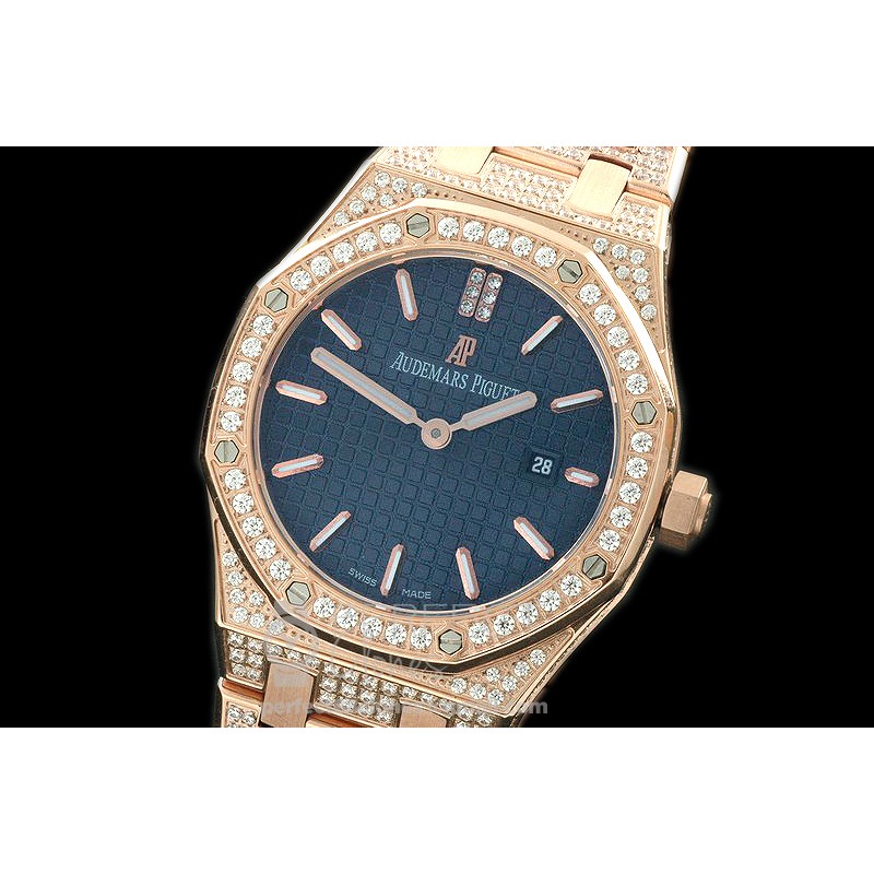 APLD01028D1 Royal Oak Ladies Diam/RG/RG Blue S-Qtz