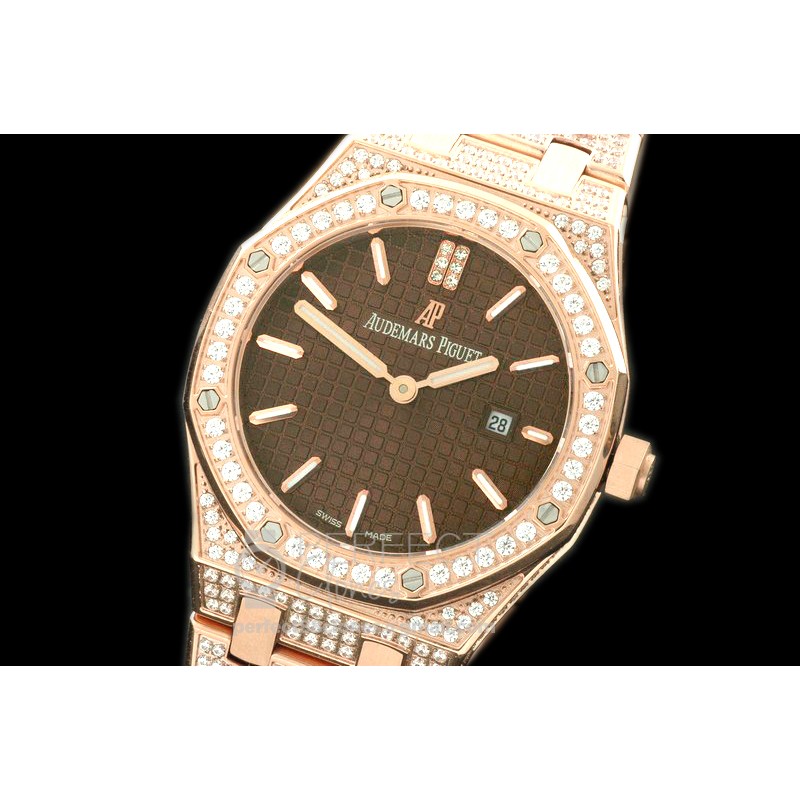 APLD01030D1 Royal Oak Ladies Diam/RG/RG Brown S-Qtz