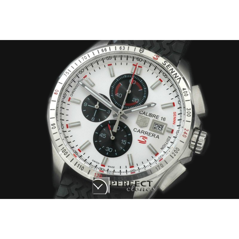 TG-SN-106 Carrera 16 Senna Ed Chrono SS/RU White OS2Qtz
