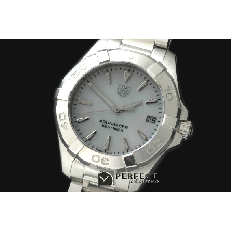 TGAQM10006 Aqracer Ladies Mid SS/SS MOP White Stk S-Qtz