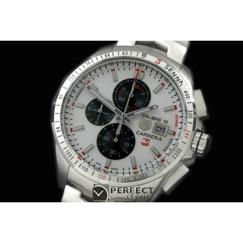 TG-SN-106S Carrera 16 Senna Ed Chrono SS/SS White OS2Qtz