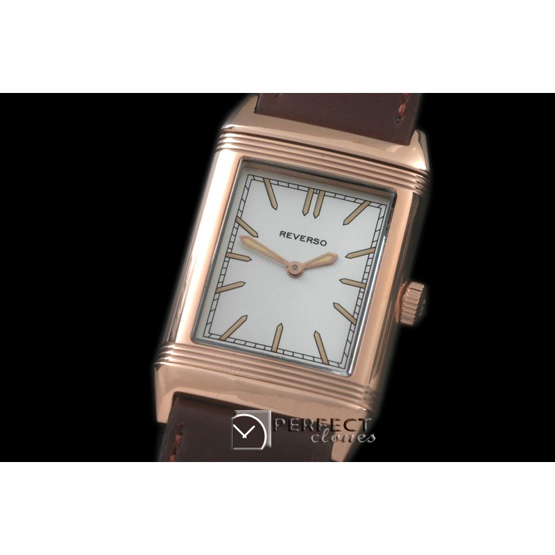JLR-111 Reverso Classique RG/LE White Stk Jap Quartz