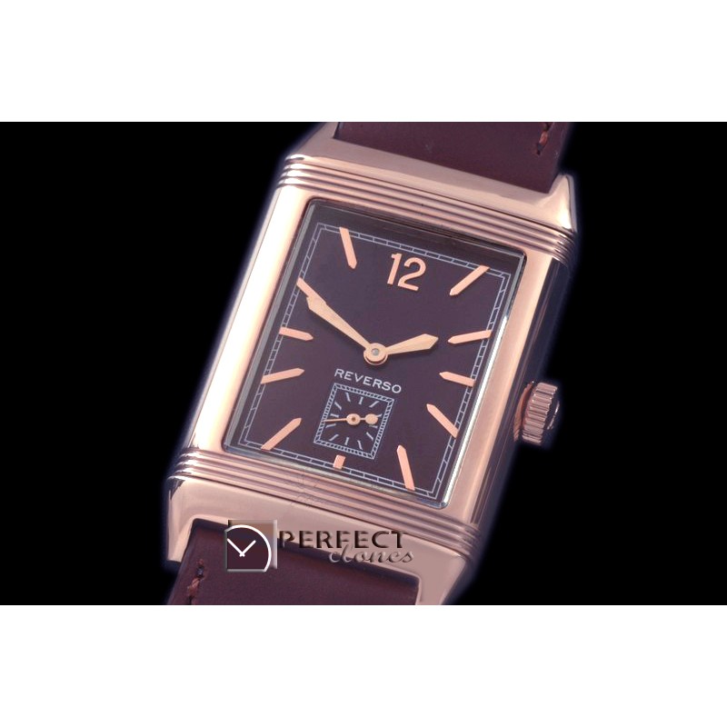 JLR-119 Reverso Classique RG/LE Brown Num/Stk Jap Quartz