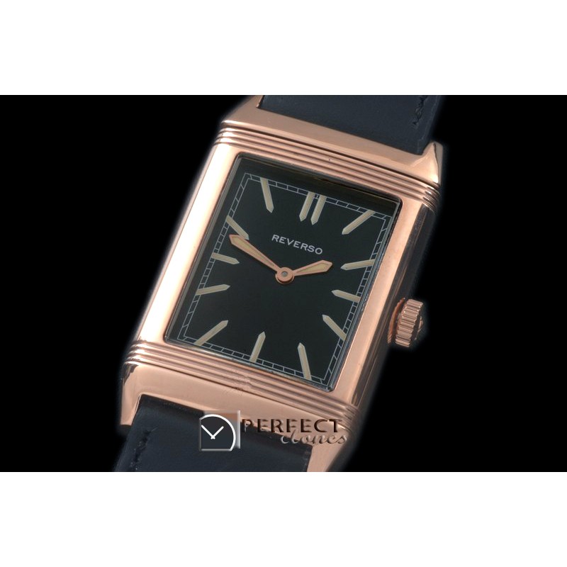 JLR-112 Reverso Classique RG/LE Black Stk Jap Quartz