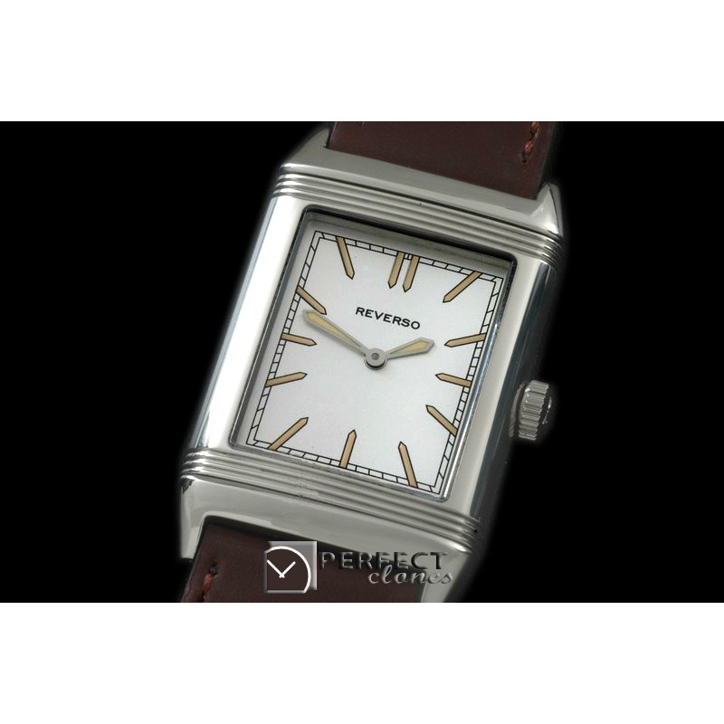 JLR-091 Reverso Classique SS/LE White Stk Jap Quartz