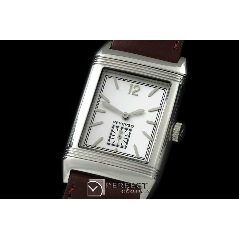 JLR-101 Reverso Classique SS/LE White Num/Stk Jap Quartz