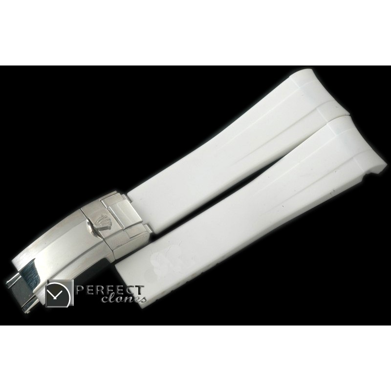 RLRU10004 White Rubber Strap 20/18 with Insignia Clasp